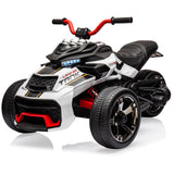 Garvee 12V Kids Ride on Toy for Kids, 2x55W Powerful Engine 7AH Battery, 3 - 7 km/H, 3 Wheelers Electric Vehicle, LED Lights, 2 Speeds, EVA Tire, Music, USB - White - White