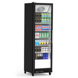 Garvee Commercial Refrigerator, Display Fridge Merchandiser Upright Beverage Cooler, Single Glass Door Fridge with Adjustable Shelves & Drink Organizers, 12.4 Cu. Ft. Black - Black