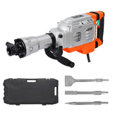 Garvee Electric Demolition Jackhammer, 1700W Concrete Breaker with 1900 BPM, 60J Impact Energy, Anti-Vibration System, 360° Adjustable Handle, Carrying Case, and 3 Chisels - Silver & Orange