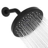 Garvee Shower Head High Pressure Rain Shower Heads with 360 Adjustable Angles, Anti-Clogging Silicone Nozzles, Luxury Bathroom Showerheads Waterfall Showerhead(Chrome, 6 Inch Round,2.5 GPM) - Matte Black - Matte Black