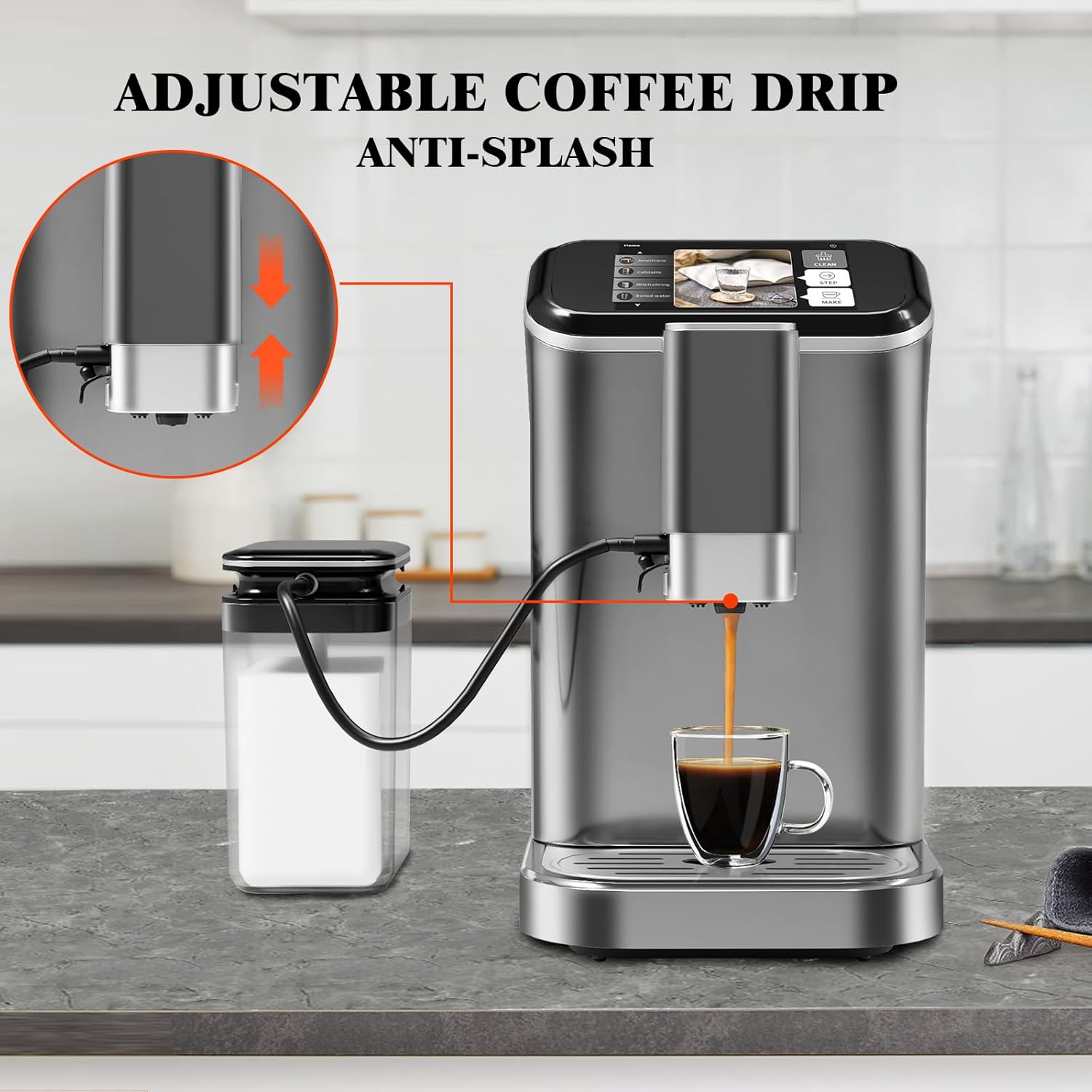 Garvee Fully Automatic Espresso Machine 20 Bar, 1350W Espresso and Cappuccino Machine with Automatic Milk Frother, Gift for Coffee Lover