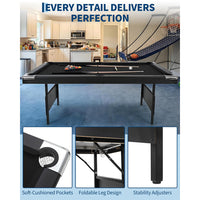 Garvee 7 ft Portable Folding Pool Table With Full Billiard Set For Family Game Room, Space-Saving Design, Premium Felt, Durable MDF Construction