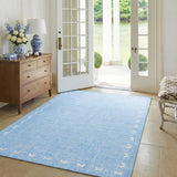 Garvee Bow Washable 5x7 Area Rugs Non Slip Blue Rug for Living Room Bedroom Boys Room Playroom Nursery Dining Room - Blue