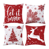 Garvee Juego de 4 fundas de almohada decorativas de Navidad de 18 x 18 pulgadas, fundas de almohada decorativas para el hogar, fundas de almohada rústicas de Navidad, decoración de día festivo de invierno para sofá - Christmas Red 3