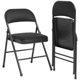 Garvee Folding Chairs 2 Pack with Padded Cushion and Backrest, Metal Frame, 350 lbs Capacity, Portable, Indoor/Outdoor, Black - Black