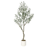 Garvee 6Ft Artificial Olive Tree With White Planter For Home Decor Living Room Office Realistic Green - 