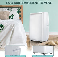 Garvee 3-in-1 Portable Air Conditioner - 12,000 BTU Capacity, Remote Control, Fast Cooling for Up to 550 Sq. Ft., Low Noise Operation, Sleep Mode & 24-Hour Timer - White