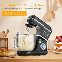 Garvee 7.5 QT Professional Electric Stand Mixer - 660W 10-Speed Kitchen Mixer with Stainless Steel Bowl, LED Light, and Dishwasher-Safe Accessories- Black