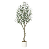 Garvee 5Ft Artificial Olive Tree With White Planter For Home Decor, Living Room, Office, Realistic Green - Green 5Ft