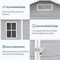 Garvee Durable Waterproof Resin Outdoor Storage Outdoor Storage with Floor – 4x6 FT, Window, Sloped Roof, Lockable Door, Easy Assembly – Perfect for Patio, Backyard, Lawn Mower, Bike & Tool Storage – Light Gray