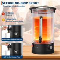 Garvee Double Wall Commercial Coffee Urn – 12L Stainless Steel Large Capacity Hot Water & Coffee Dispenser, Fast Heating Percolator – For Catering, Buffet, Event, Party, Office – Specification: 12L
