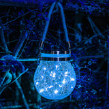 Garvee Romantic Solar Crack Ball,Outdoor Hanging Glass Jar Light Colorful Christmas Wishing Lamp for Garden, Patio, Backyard, Lawn, Patio Blue Light - Blue Light Solar Garden Light