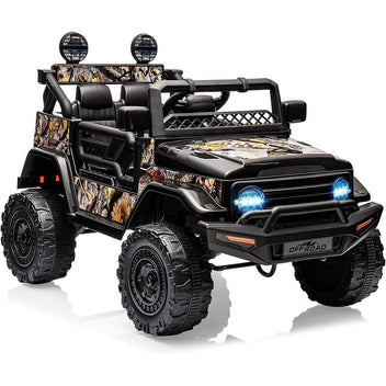 Garvee Ride - P Series: 12V Power Wheel Electric Car for Kids, Ride on Toys with Led Lights Bluetooth, 3 Speeds, Spring Suspension - Black