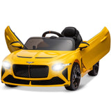 Garvee Kids Ride On Car, Licensed Bentley Bacalar 12V Electric Vehicles w/Parent Remote Control, Scissor Door, Suspension, 3 Speeds, LED Lights, Horn, Battery Powered Ride on Toy for Boys Girls - Yellow - Yellow