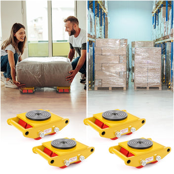 Garvee Industrial Machinery Dolly 6 Ton Capacity Heavy Duty Carbon Steel 360° Rotation Anti-Skid Cover 4 PU Wheels for Workshops Warehouses