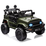Garvee Ride - P Series: 12V Power Wheel Electric Car for Kids, Ride on Toys with Led Lights Bluetooth, 3 Speeds, Spring Suspension - Dark Green - Dark Green