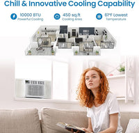 Garvee 10000 BTU Window Air Conditione , Window ac Air Units U Shaped Cools Up to 450 sq. ft., Open Window Flexibility, 6 Modes, Sleep Mode, Ultra Quiet, Energy Efficient, Window AC for Home