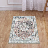 Garvee Area Rug 2x3 Vintage Area Rug Oriental Distressed Small Entryway Rug Thin Rug Chenille Mat Foldable Accent Rug Non-Slip Throw Small Area Rug for Bathroom Kitchen Bedroom (Rust) - Brown & Khaki
