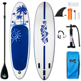 Garvee Inflatable Stand Up Paddle Boards with Paddle Board Accessories & Carry Bag & Pump, Wide Paddleboards, Non-Slip Comfort Deck Standing Surfboard for Youth & Adults - Coconut Blue