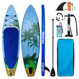 Garvee Inflatable Stand Up Paddle Board, with Adjustable Floating Paddles and Premium Paddle Board Accessories, Wide Stable Design, Non-Slip Comfort Deck for Youth & Adults - Coconut Trees