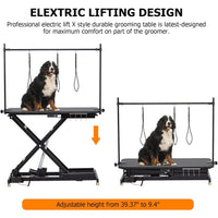 Garvee 47" Electric Lift Dog Grooming Table, Height Adjustable Pet Grooming Table with Non-Slip Top, Grooming Arm & Heavy-Duty X-Frame for Pets & Large Dogs, Black