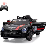Garvee 12V Licensed Benz AMG Ride-On Car: Remote Control, Sound System, LED Headlights, One-Button Assemble Wheels, for Ages 3-8 - Black - Black