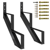 Garvee Steel Stair Step Riser Metal Stair Stringer with Reinforcing Support Legs for Indoor Outdoor Steps 2 Step Black