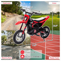 Garvee Ride - T Series: 24V Kids Electric Dirt Motorcycle for Kids Ages 13+, 250W Electric Off-Road Motorcycle,Up to 13.6MPH, Twist Grip Throttle,Metal Suspension,Air-Filled Tires,Leather Seat - Red