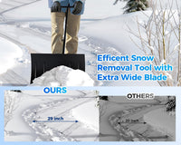 Garvee 29"W X 20"H Snow Shovel Pusher with 29" Metal Blade & Adjustable Handle, Heavy-Duty Steel Frame, Dual 10" Wheels, Replaceable Strip, for Driveways & Sidewalks