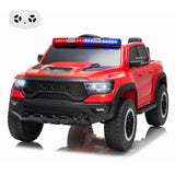 Garvee 12V Electric Ride On Truck for Kids Licensed RAM Pickup Truck Dual Motor Remote Control LED Lights Music Storage - Red