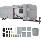 Garvee RV Cover, 22’-24’ Heavy Duty RV Travel Trailer Cover, Windproof Waterproof 4 Layers Non-Woven Fabrics Top Cover with Adhesive Repair Patches, Reflective Strips, Rich Accessories, Grey - grey