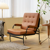 Garvee Bonded Leather Armchair Modern Accent Chair Metal Legs Living Room 27.4"x30" Brown