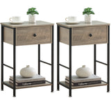 Garvee Nightstand Set of 2,End Table with Drawer and Storage Rack,Side Table for Living Room and Bedroom,Beside Table with Sturdy Metal Frame,Easy Assembly,Grey - Grey