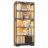 Garvee Modern 5 Layer Display Cabinet, Curio Cabinet with RGB Color Lights, Glass Display Cases for Collectibles, Tall Storage Cabinet with Glass Doors
