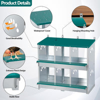 Garvee 6-Compartment Metal Nesting Box – Heavy-Duty Roll Away Egg Design w/Perch & Cover for Poultry Wall/Floor Mount, Green