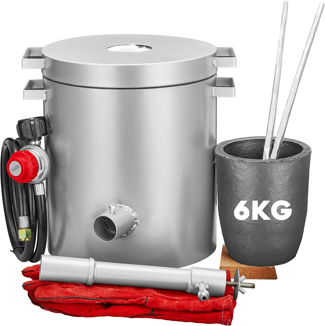 Garvee 6KG Propane Melting Furnace Kit, Large Capacity 2700°F High Foundry Home Kiln Smelting Gold Silver Copper Aluminum Metal Recycle Smelting Forge Casting Tool