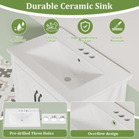 Garvee Modern 30" Freestanding Bathroom Vanity with with 2 Doors and Storage Drawer for Bathroom, White