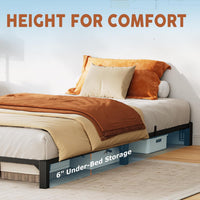 Garvee Twin Bed Frame Metal 6 Inch, Heavy Duty Platform Bed Frame with Reinforced Slats Support, 800 Lbs Load Capacity, Noise Free, No Box Spring Needed and Screws, Tool-Free Assembly