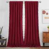 Garvee Soft Velvet Curtains 108 Inches Long Curtains Boho Velvet Panels with Tassel Luxury Velvet Living Room Window Curtains, 42"×108", 2 Panels, Burgundy - Burgundy