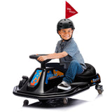 Garvee Ride - P Series: 360 Degrees Rotating Ride On Drift Car,Electric Drifting Go Kart,24V Ride On Race Car,Variable Speed for Kids,Simplified Drift System,Flashing Lights, Flag, Music - Black - Black
