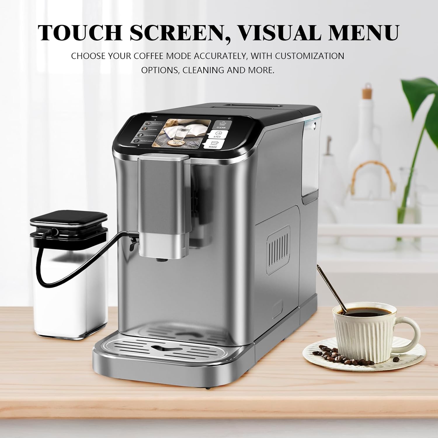 Garvee Fully Automatic Espresso Machine 20 Bar, 1350W Espresso and Cappuccino Machine with Automatic Milk Frother, Gift for Coffee Lover