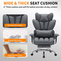 Garvee Ergonomic High-Back Executive Office Chair with Footrest, Padded Adjustable Armrest, Big and Tall Computer Gaming Desk Chair, 400 LBS Capacity, for Heavy People, Long Hours, Gray