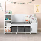 Garvee Kids Bookshelf with Reading Nook, Bookcase with Detachable Cushion ，Storage Organizer with Book Rack for Bedroom, Playroom, Gift for Boys and Girls, White - 