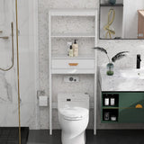 Garvee Bathroom Over The Toilet Storage Cabinet, Freestanding Space Saver Organizer, Modern Wooden Toilet Rack, White, Compact Design