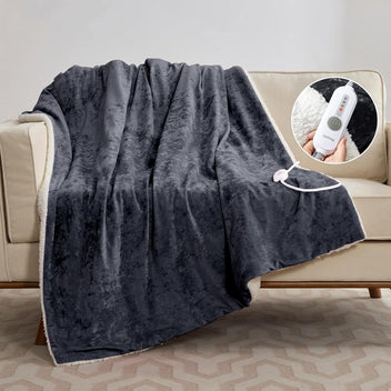 Garvee Heated Throw Blanket, 4 Heat Levels & 4H Auto Off, Electric Blanket Throw, Velvet Soft Cozy Heating Blankets Throw, Machine Washable, Over-Heat Protection, ETL Certified, 50" x 60" Grey