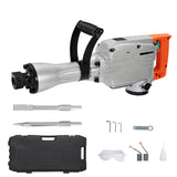 Garvee Electric Demolition Jack Hammer 1500W Concrete Breaker with 360° Adjustable Handle, Anti-Vibration System, Complete Kit with Carrying Case - Silver & Orange