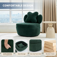 Garvee 360° Swivel Armchair with Storage, Teddy Velvet Accent Chair with Pillow, Ergonomic Design, 300 Lbs Capacity, Easy Assembly, Modern Lounge Chair for Living Room, Bedroom & Office, Green