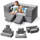 Garvee Kids Play Couch, 6Pcs Modular Kids Play Sofa for Playroom Bedroom, Kids Modular Couch Toddler Foam Sofa, Kids Convertible Sofa with Removable Cover, Dark Grey - Dark Grey