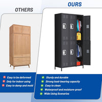 Garvee 6-Door Metal Storage Locker Cabinet with Hooks & Adjustable Shelves, Metal Lockers for Employees with 12 Hooks and 6 Shelves, Lockable Steel Storage Cabinet for Office, Gym, Garage, School