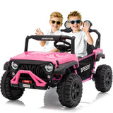 Garvee Ride P Series 24V Kids Toddler Ride On Truck 4WD 3 Speeds Large 7AH Battery Bluetooth MP3 Parent Safety Brake Red Outdoor Play - Pink - Pink